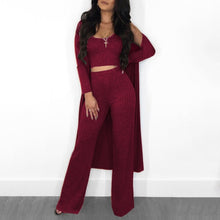 Load image into Gallery viewer, 3 piece set women  long sleeve coat, pants &amp;  tops