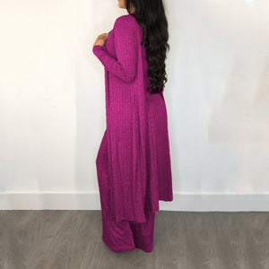 3 piece set women  long sleeve coat, pants &  tops