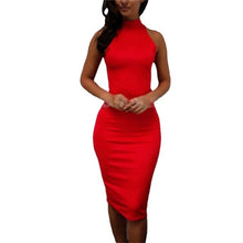 Load image into Gallery viewer, O-neck Midi Dress