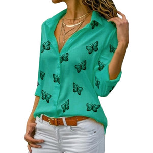 Butterfly Print Blouse Shirt