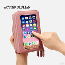 Load image into Gallery viewer, Touch Screen Shoulder Bag 3 Layers Phone Wallet Female Small Messenger Purse Phone Bag For iPhone Samsung Clutch Bags Universal