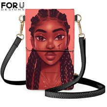 Load image into Gallery viewer, Art Printing Small Pu Leather Cell Phone Bag Women&#39;s Touchscreen Hasp Shoulder Bags Cross Purses  by FORUDESIGNS Black Girls African