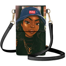 Load image into Gallery viewer, Art Printing Small Pu Leather Cell Phone Bag Women&#39;s Touchscreen Hasp Shoulder Bags Cross Purses  by FORUDESIGNS Black Girls African