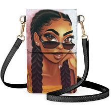 Load image into Gallery viewer, Art Printing Small Pu Leather Cell Phone Bag Women&#39;s Touchscreen Hasp Shoulder Bags Cross Purses  by FORUDESIGNS Black Girls African