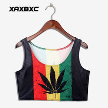 Load image into Gallery viewer, Jamaica Colours Weed Leaf Prints  Sleeveless Fitness Women Crop Top