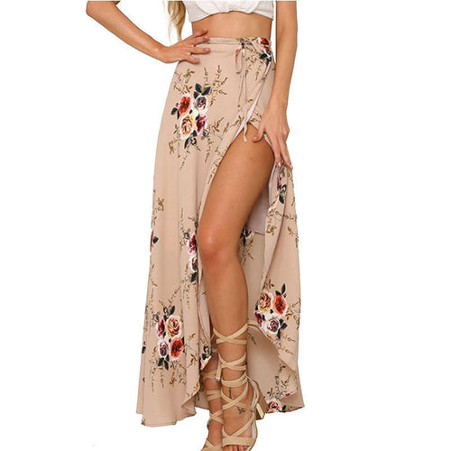 Floral print long maxi skirt