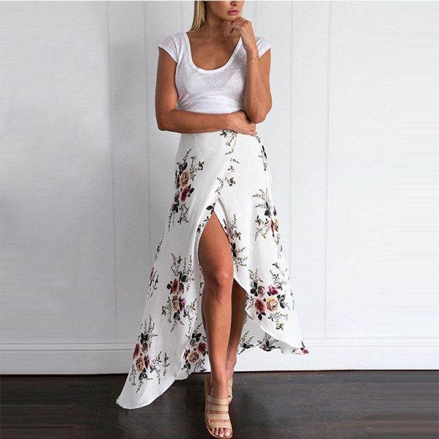 Floral print long maxi skirt