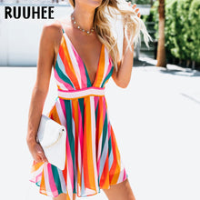 Load image into Gallery viewer, V Neck Striped Dress - Beach Wear