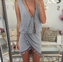 Load image into Gallery viewer, Tassel Deep v-neck Dress